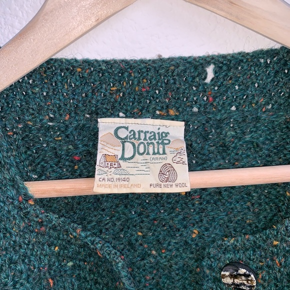 SOLD Carraig Donn Irish Chunky Knit Green Sweater - Picture 3 of 6
